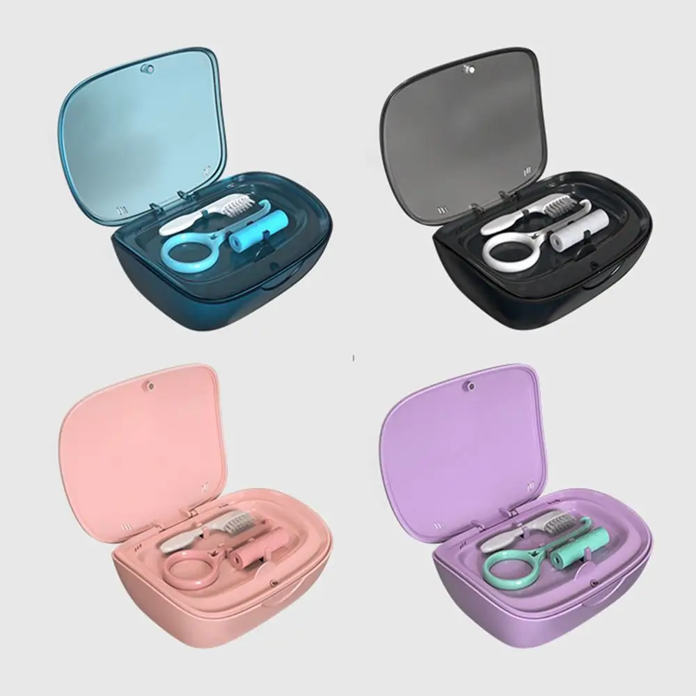 

Double Layer Orthodontic Retainer Case Sealed Breathable Denture Storage Box with Mirror Oral Hygiene False Teeth Box Oral Care