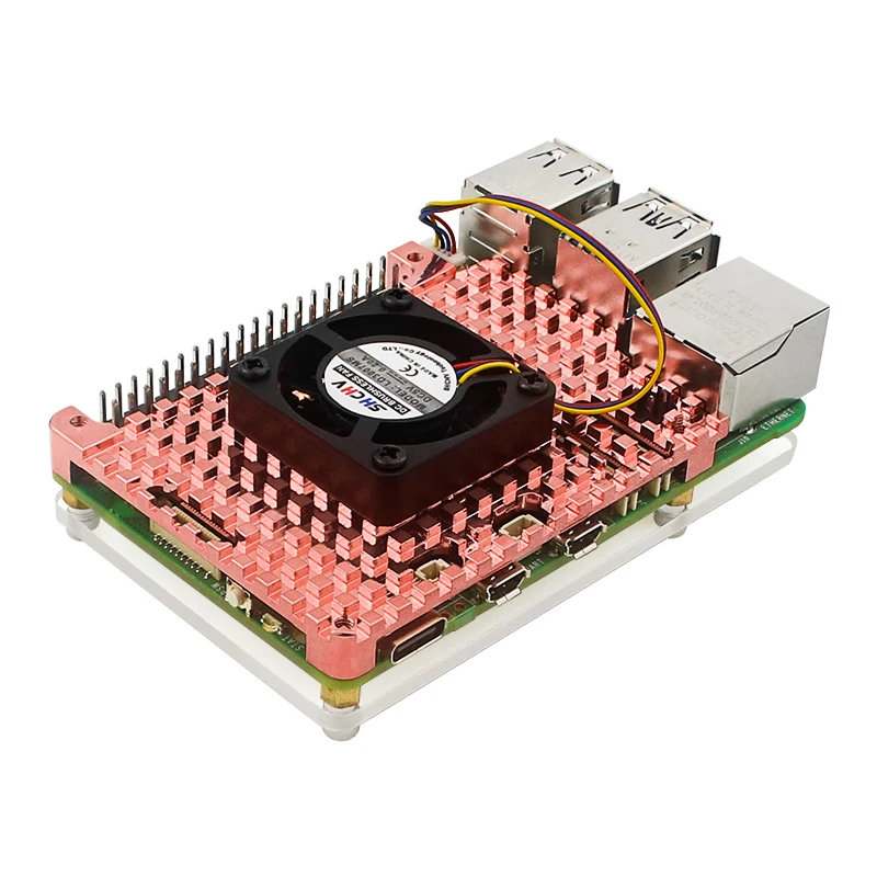 Raspberry Pi 5 Pure Copper Heatsink Metal Cooling Case Optional Fan Passive Acti
