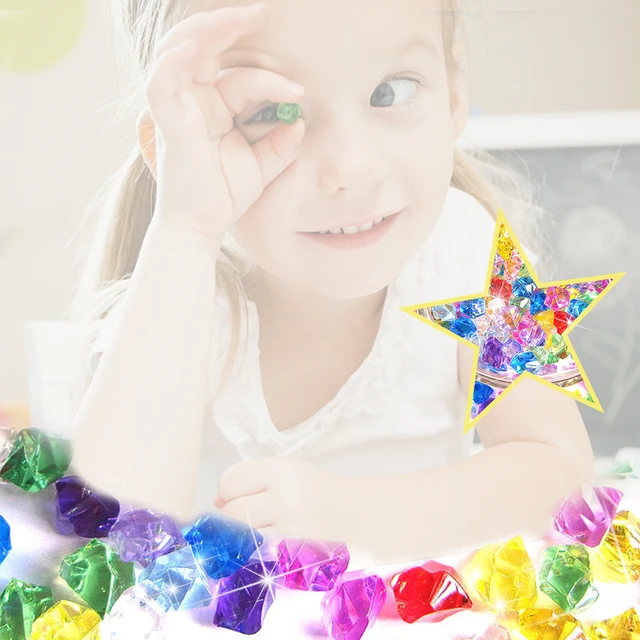 100 PCS Plastic Gems Ice Grains Colorful Small Stones Kids Acrylic Jewels Treasure Chests Crushed Crystal Diamonds Pretend Play 6