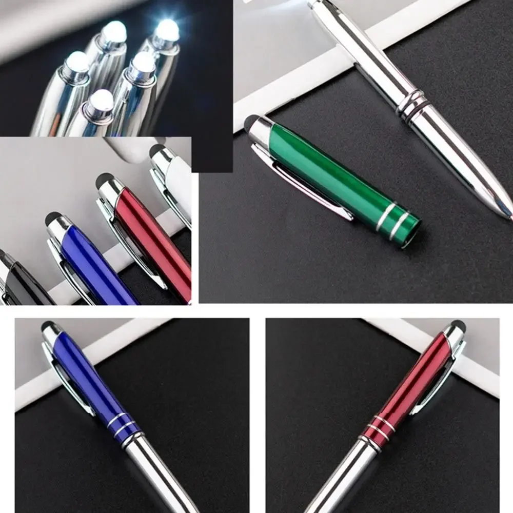LED 조명으로 휴대용 다기능 펜 금속 필기구 용량 성 펜 3-in-1 터치 스크린 펜 학생