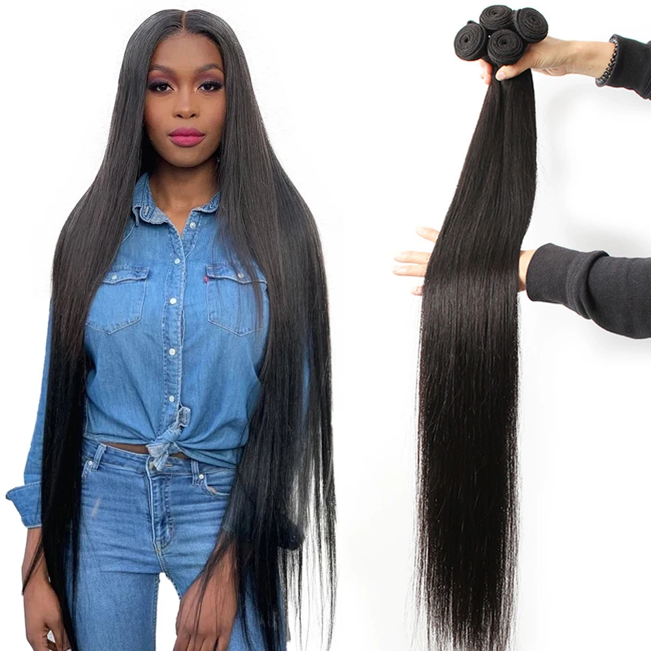 32 34 36 Inches Brazilian Straight Human Hair Bundles Hair Weave Bundles Remy Extensions 3 4 10A Virgin Tissage