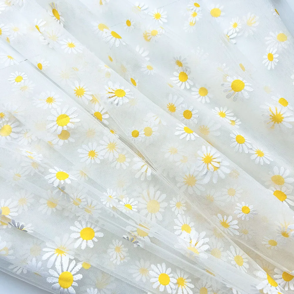 59x35 Tulle Fabric Daisy Flower Mesh for DIY Dress Costume Design  Accessories