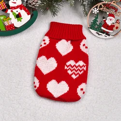 Cozy Winter Sweater Pullover for Small Pets - Festive Pet Clothing (Red with heart)