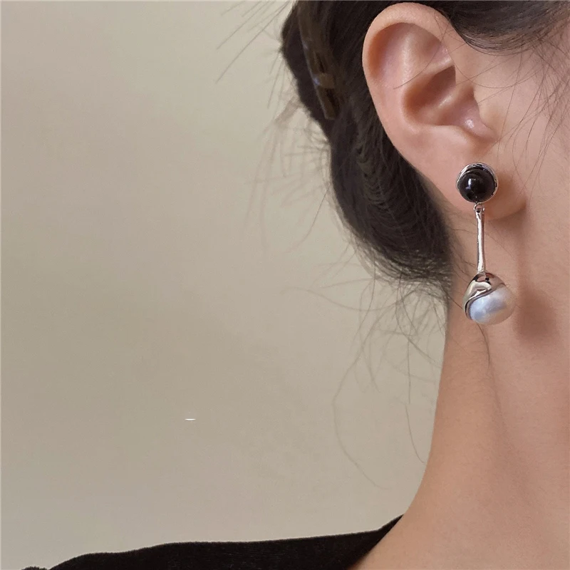 韓国発【LAZY DAWN】pearl drop hoop earring E012☆ピアス Hoop Pearl Earring Sterling Silver | Sterling Pearl Drop