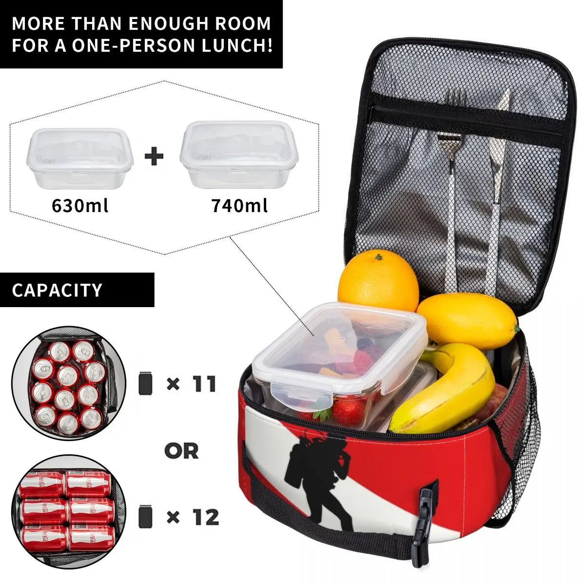Lunch Bag Scuba Diver Flag Resuable Multifunction Dive Thermal Cooler Food Insulated Lunch Bag for Women Office Work