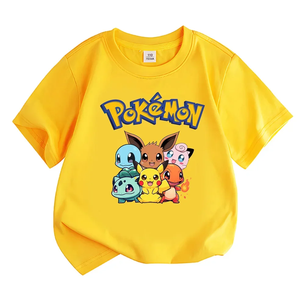 Kids T Shirt Cotton T Shirt Girls T Shirt Girls Tee Shirt Pikachu MINISO Children Cotton T-shirts Cartoon Baby Kids Tshirt Boys Girls Children Short Sleeves Summer Top Y2K Clothing Tees