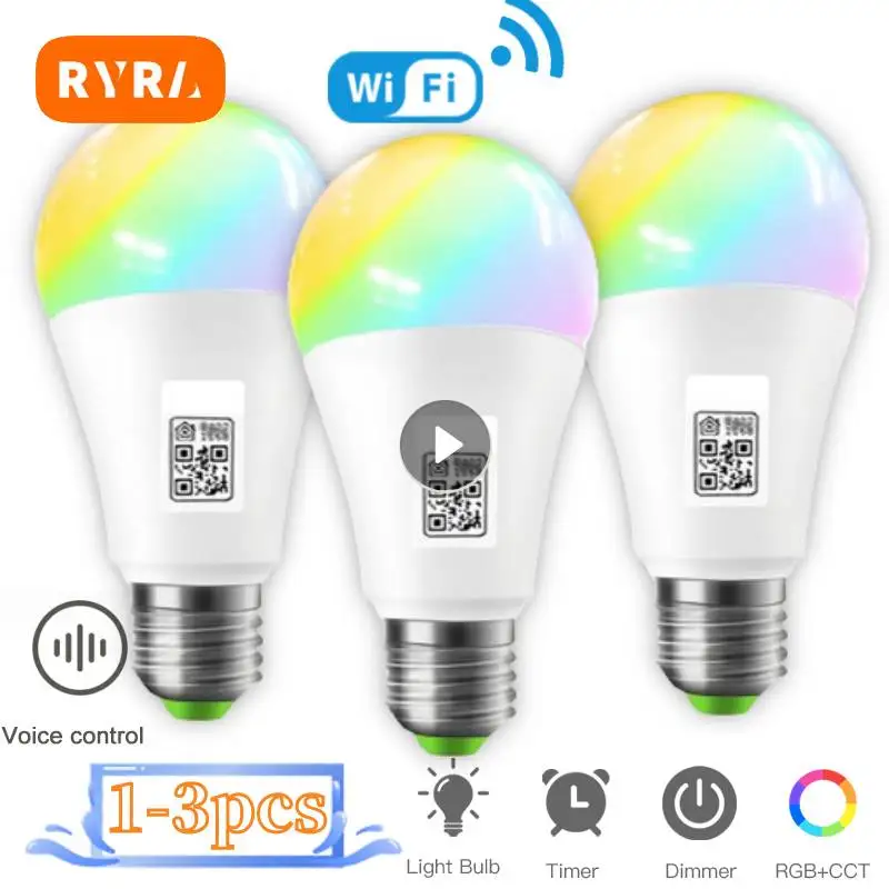 WiFi Smart LED Light Bulbs Works With Apple HomeKit Siri Alexa Google Home Smart Things Dimmable Multicolor RGBCW 15W E27 Lamp