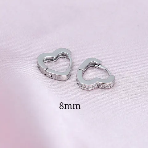 High Quality Luxury Women Small Heart Geometry Hoop Earrings Dazzling Micro Paved CZ Stones Versatile Female Fashion Jewelry