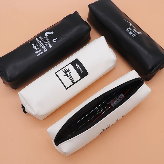 Black Pencil Case PU Leather School Pencil Cases For Girls Big Pencil Bag  School Supplies Stationery Storage Bag Pen Box - Price history & Review, AliExpress Seller - LITZY . Store