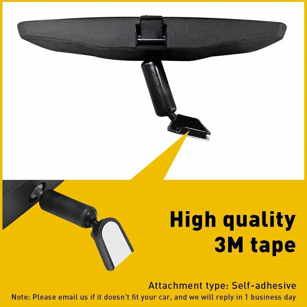 10 Inch Car Interior Rear View Mirror Black Auto Inside Rearview Mirror Muti-Angle Adjustable Rear View Mirror for Car Universal