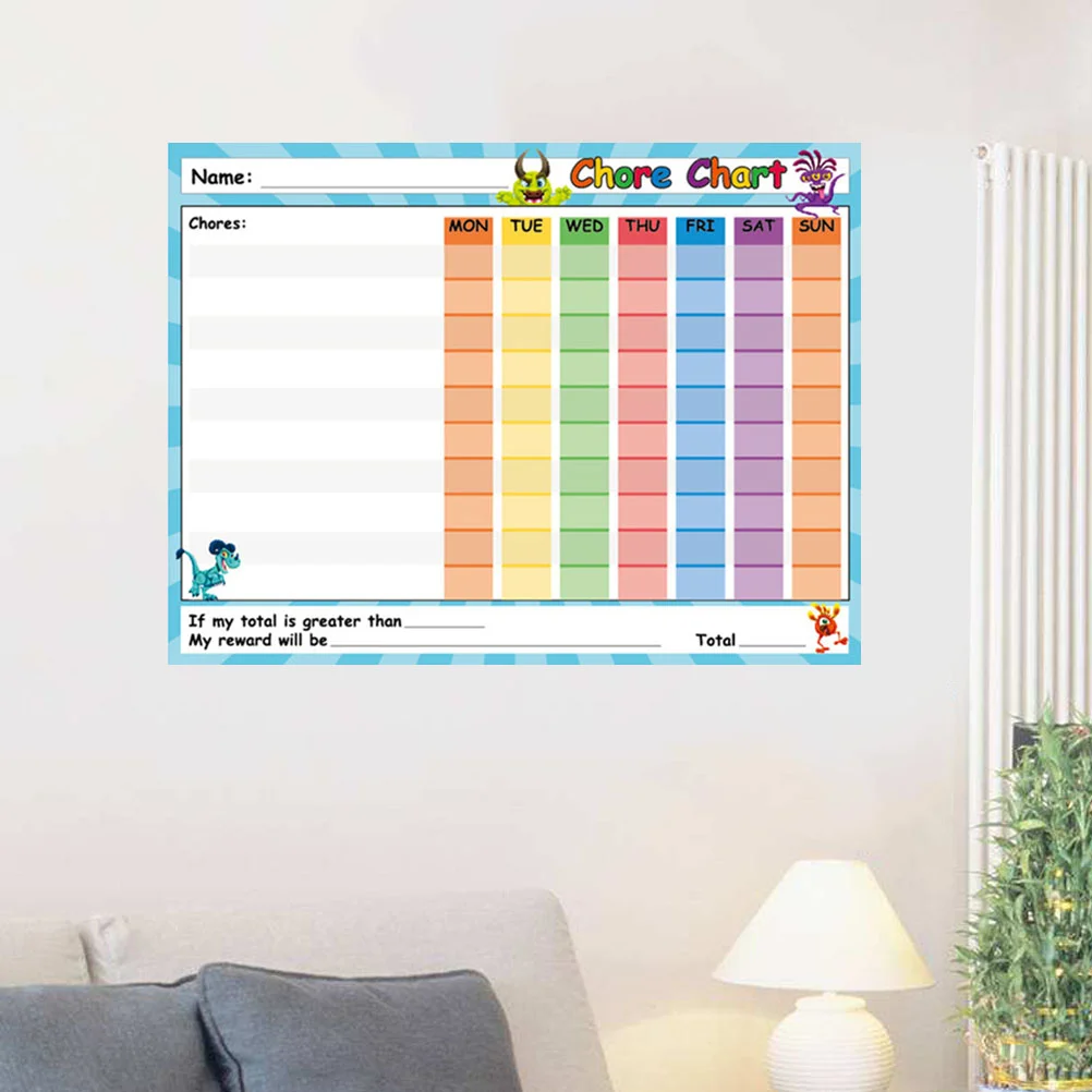 

Supvox Magnetic Whiteboard Chore Chart Dry Erase Reward Chart Responsibility Chart Self-Adhesive Potty Chart Home Classroom