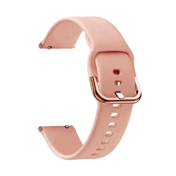 Rose Gold Buckle Silicone Wristband - 18mm Strap Bracelet for Vivoactive 4S 3S (Pink)