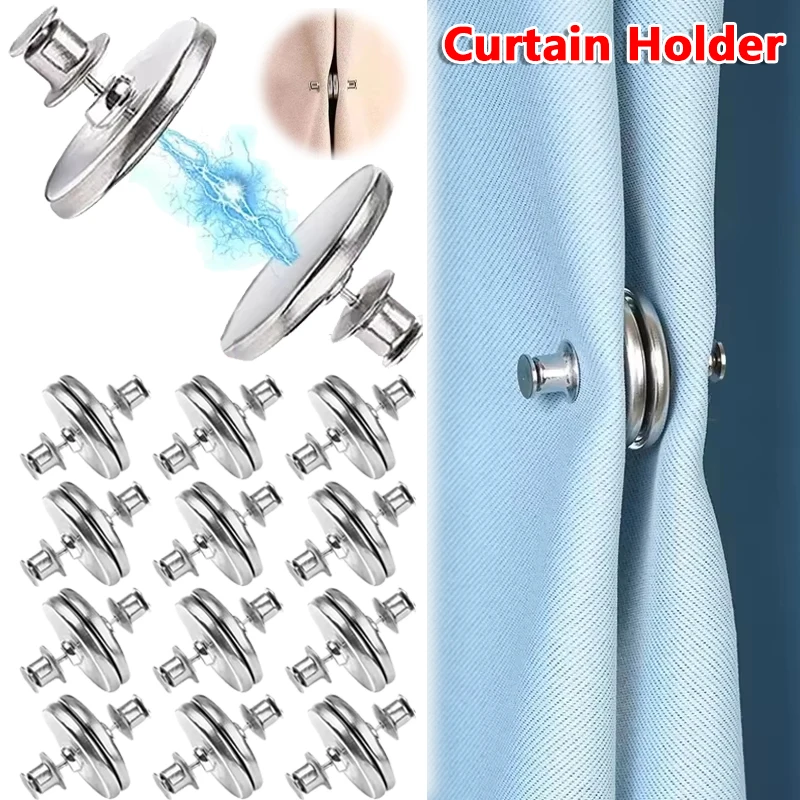 10PCS-1SET Curtain Magnetic Button Detachable Curtain Fix Fastener Clip Prevent Light  Window Screen Close Magnet Buckle
