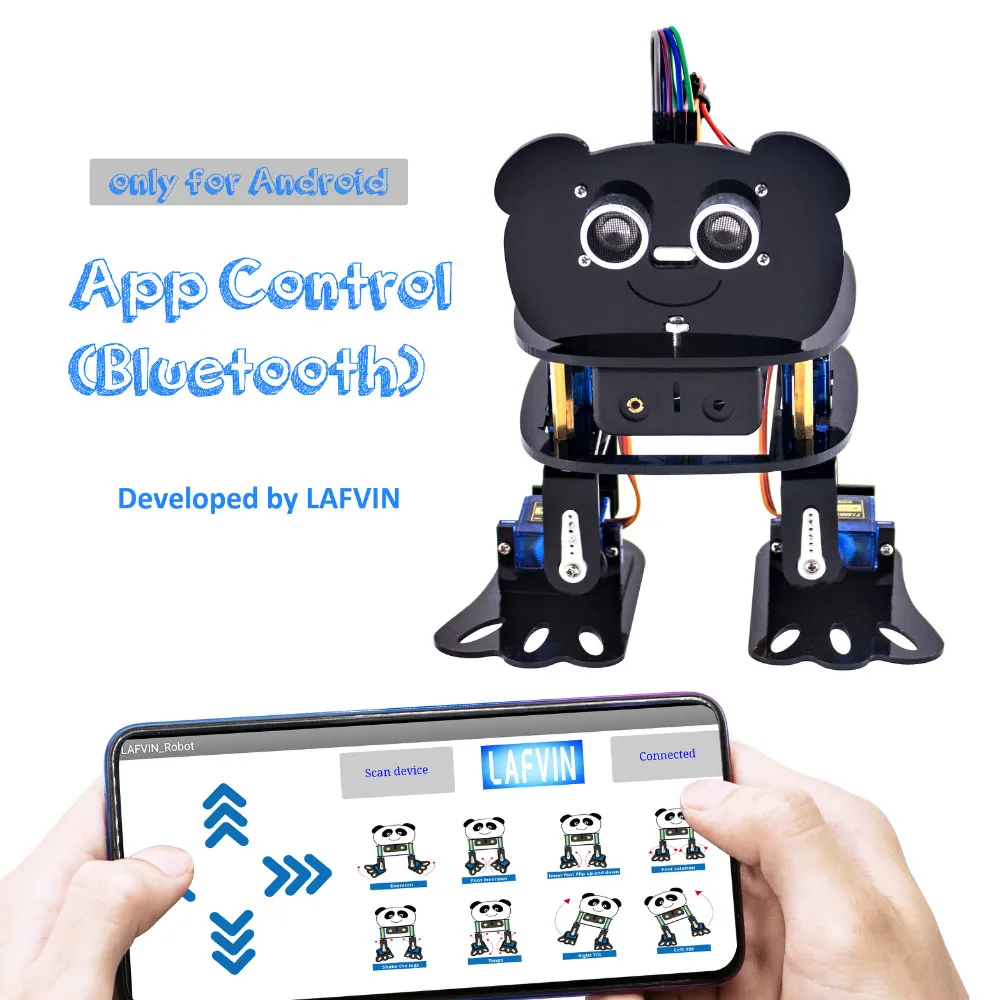 Kit robot Panda 4-DOF Kit robot danzante per Arduino Giocattolo elettronico fai-da-te Monitoraggio automatico/Controllo APP - immagine 4
