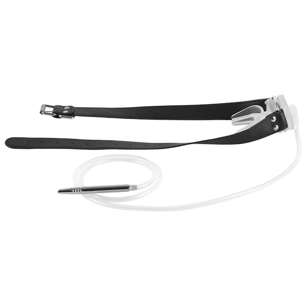 Stainless Steel Urethral Catheter Penis Plug with Piss Urinal Flow Into The Oral Mouth Plug BDSM Slave Sex Toys for Couples