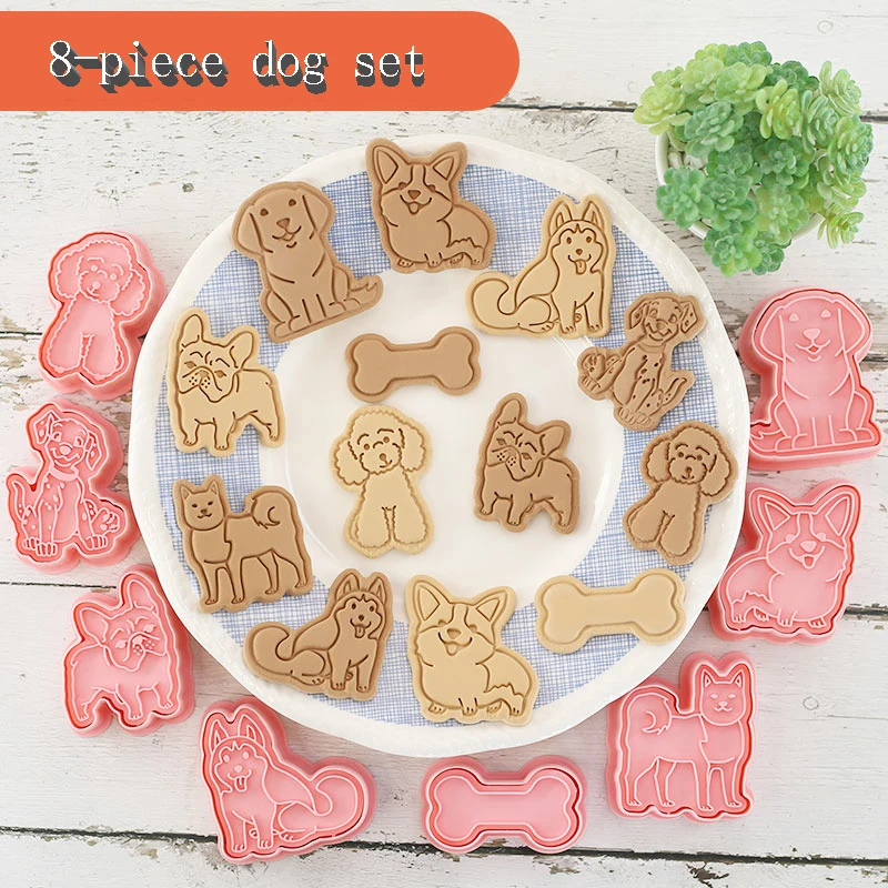 

8Pcs/set 3D Dog Bakeware Cookie Mold Biscuit Mold DIY Cartoon Press Baking Mold Birthday Cookie Tools Gift Cake Decorating Tools