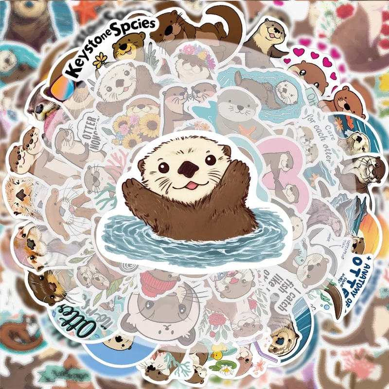 Charming Otter Doodle Sticker Collection - Vibrant, Unique Designs