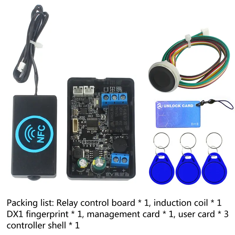 Mobile phone NFC fingerprint relay control module DC10V-120V IC card induction access controller Switch locomotive car unlock - Image 8