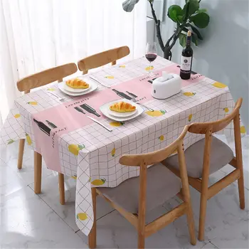 Plastic PVC Waterproof Oilproof Kitchen Dining Table Colth Rectangula Grid Printed Tablecloth Cover Mat Oilcloth Antifouling 1