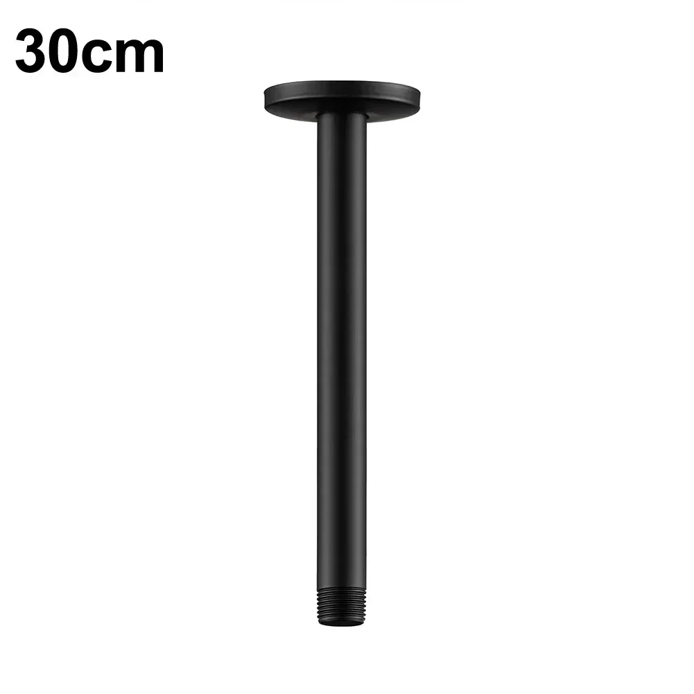 10-30cm Black Shower Bracket Flange Straight Ceiling-mounted Shower Head Extension Bathroom Accessories
