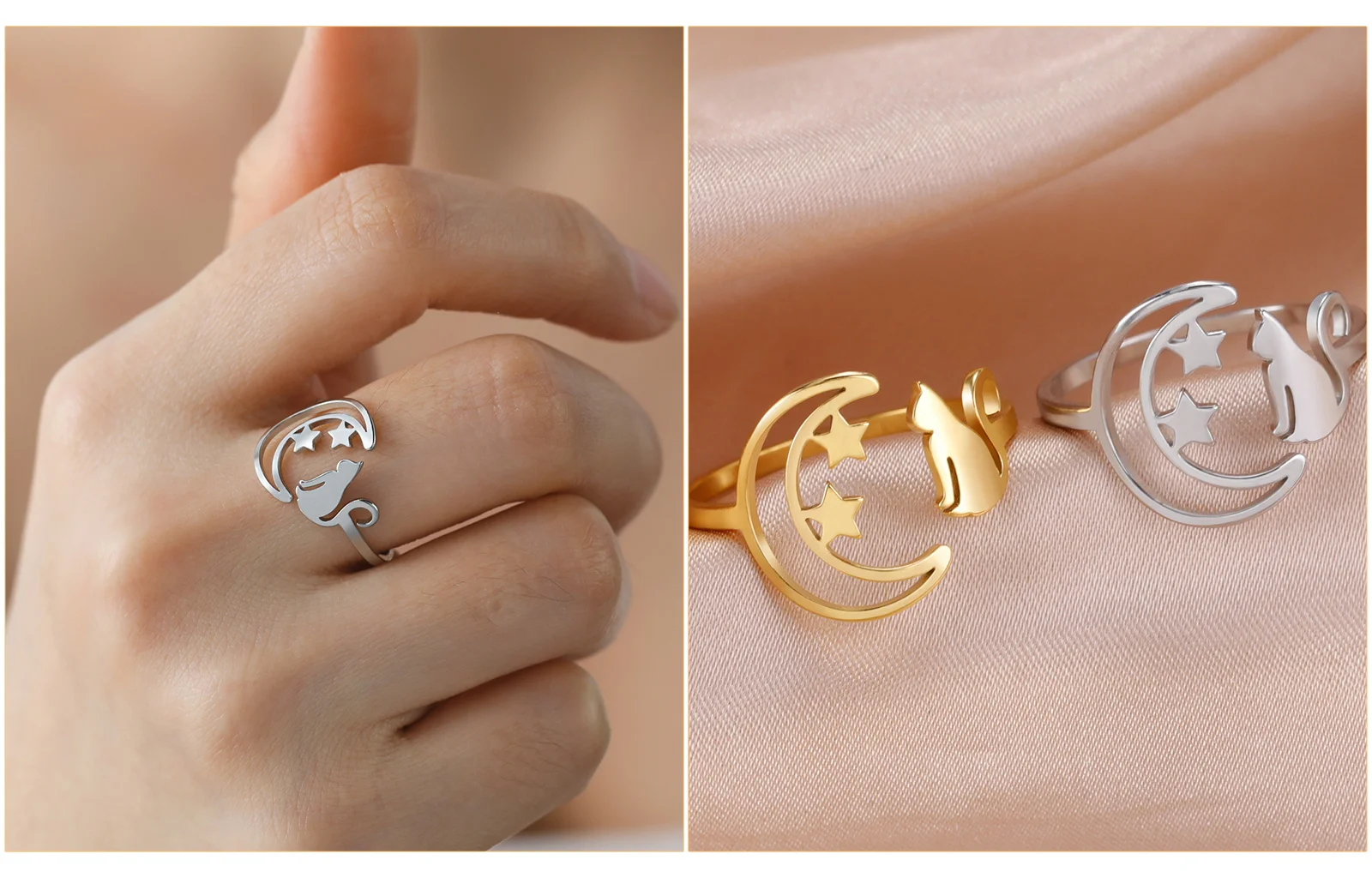 Stainless Steel Open Rings Women's Adjustable Finger Ring Fashion - PeticaDeals