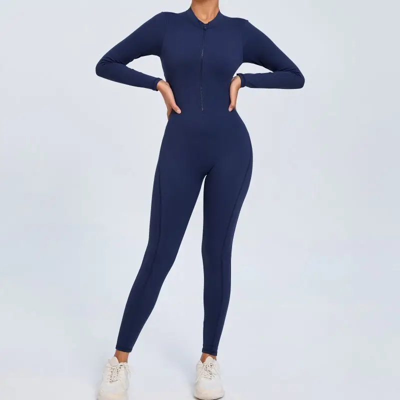 One-piece Sport Yoga Jumpsuit Long Sleeve Zipper Bodycon Women Outfit Fitness Gym Suit Workout Clothes for Women Sportwear Set yoga set sports set gym workout set sportswear set fitness set sports bra set yoga pants set fitness jumpsuit fitness one piece wear