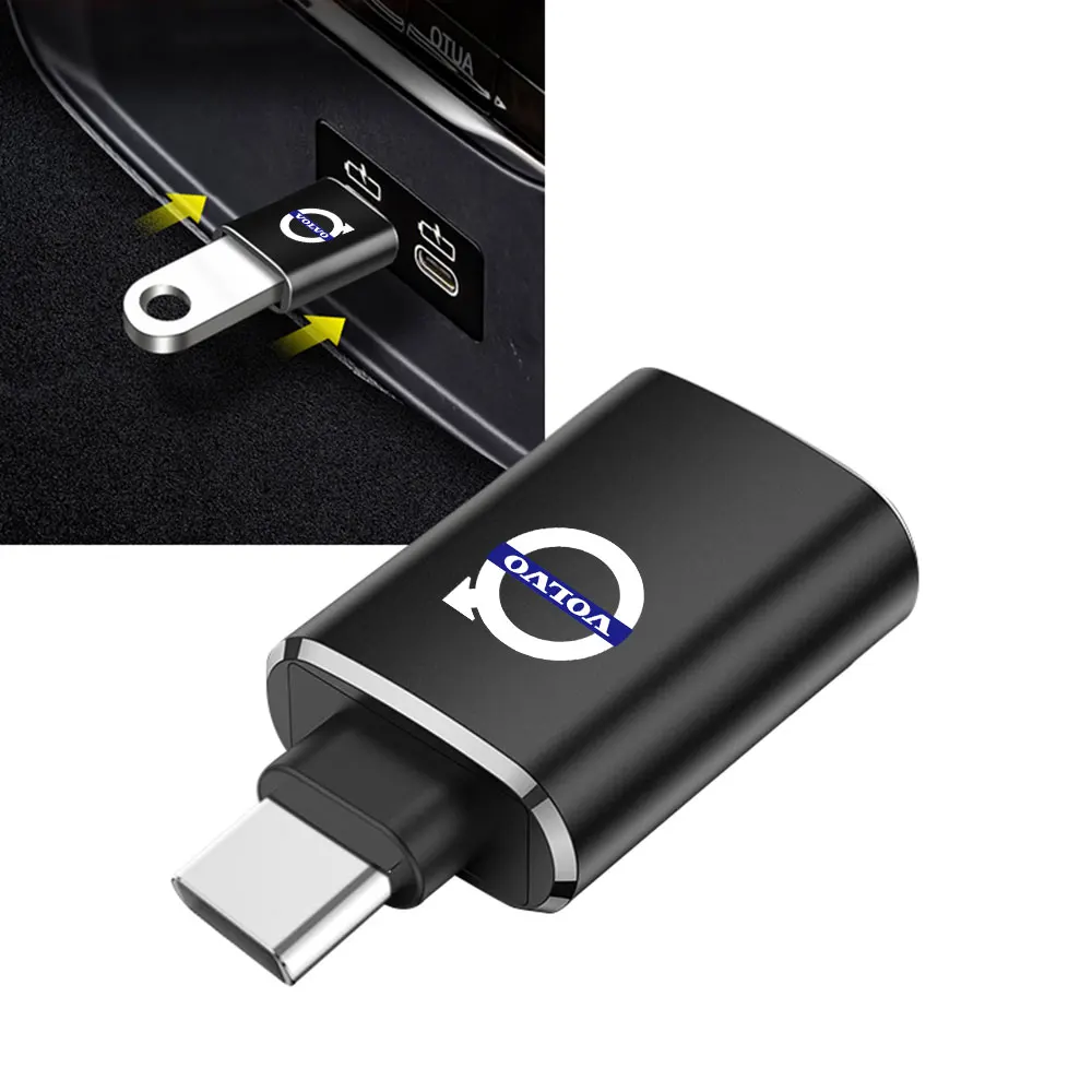 OTG Adapter Car USB Data Cable Converter Type C Mobile Phone Charging Cable Charger For volvo RDESIGN XC60 XC90 V40 V50 V60 S60