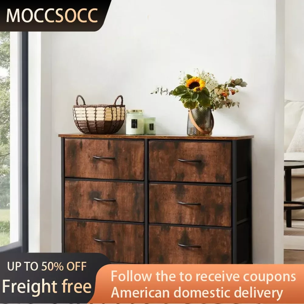 

Chest of Drawers With Fabric Bins Luxury Makeup Vanity Steel Frame and Wood Top for Bedroom Drawer Dresser Organizer Commodes