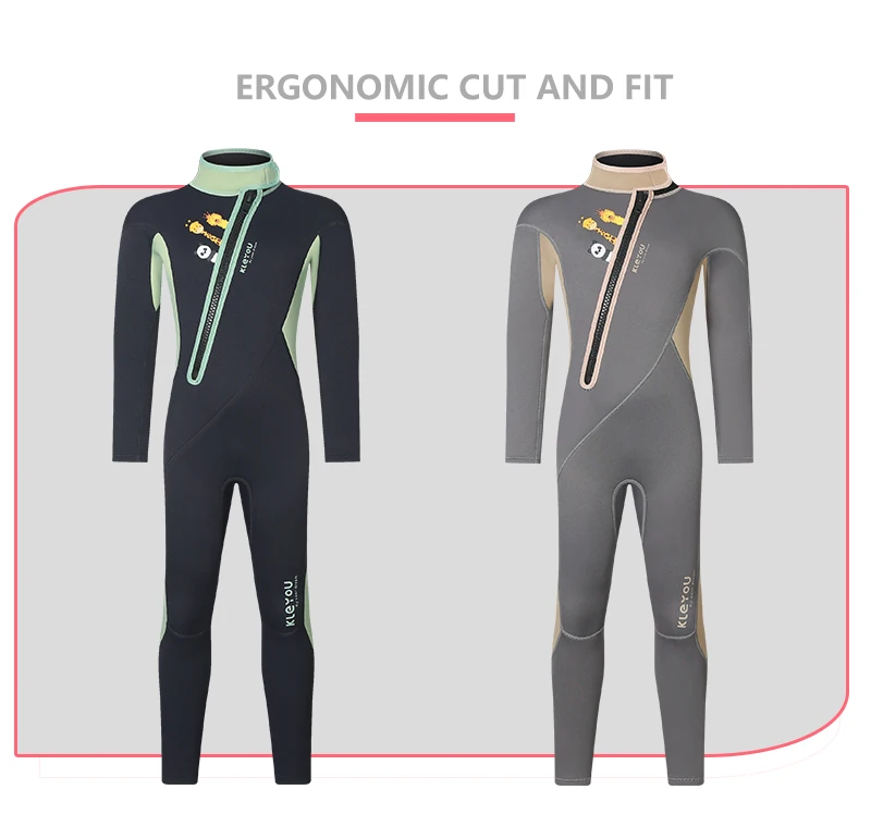 Kids Neoprene Swimsuit for Boys and Girls, Surfing Rash Guards Long Sleeves, Children Wetsuit for Diving, Scuba, Freediving