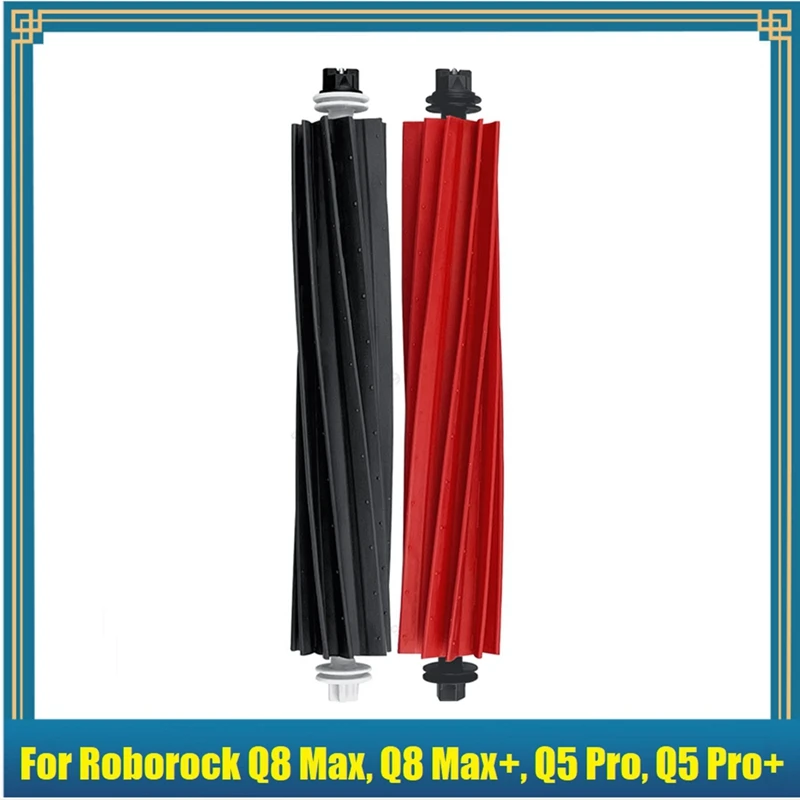 

1 Pair Dual Rubberized Main Roller Brushes For Xiaomi Roborock Q8 Max, Q8 Max+, Q5 Pro, Q5 Pro+ Robots Vacuum Cleaer Replacement