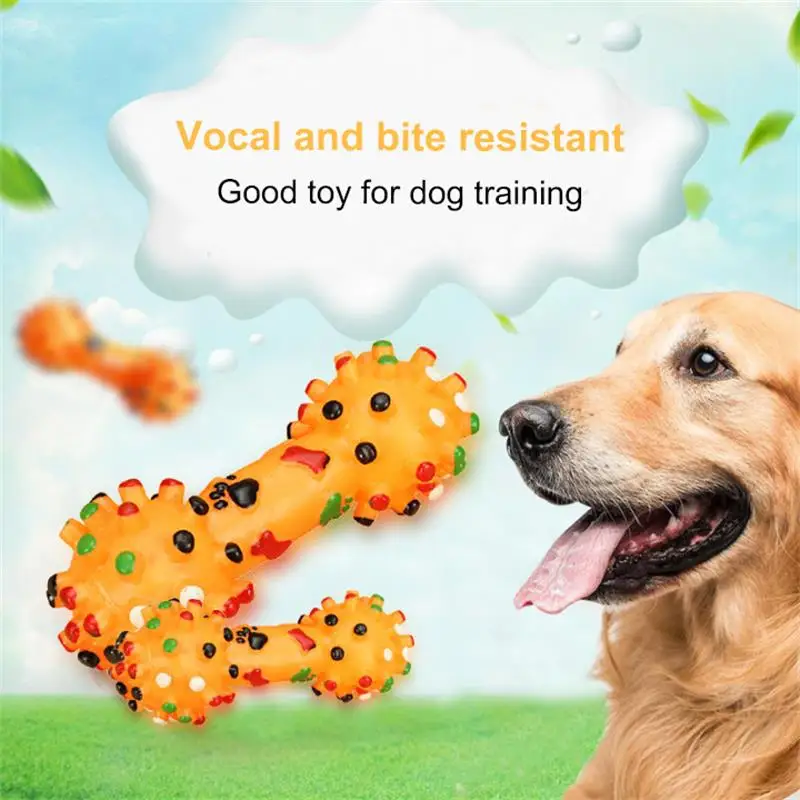 Pet Dog Training Collar 1pc Orange Bone Shape Training Dog Voice Toy Squeak Pet Chew Bite Resistant Pet Training Accessories