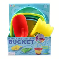 Summer Beach Play Toy Bucket Retractable Folding Bucket Multifunctional Outdoor Play Portable Square Bucket with Shovel 2