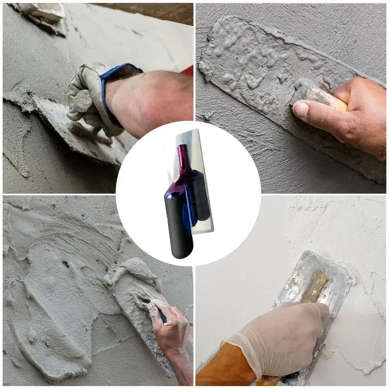 Stainless Steel Drywall Trowel Concrete Finishing Trowel With Colored Handle Durable Concrete Finishing Plaster