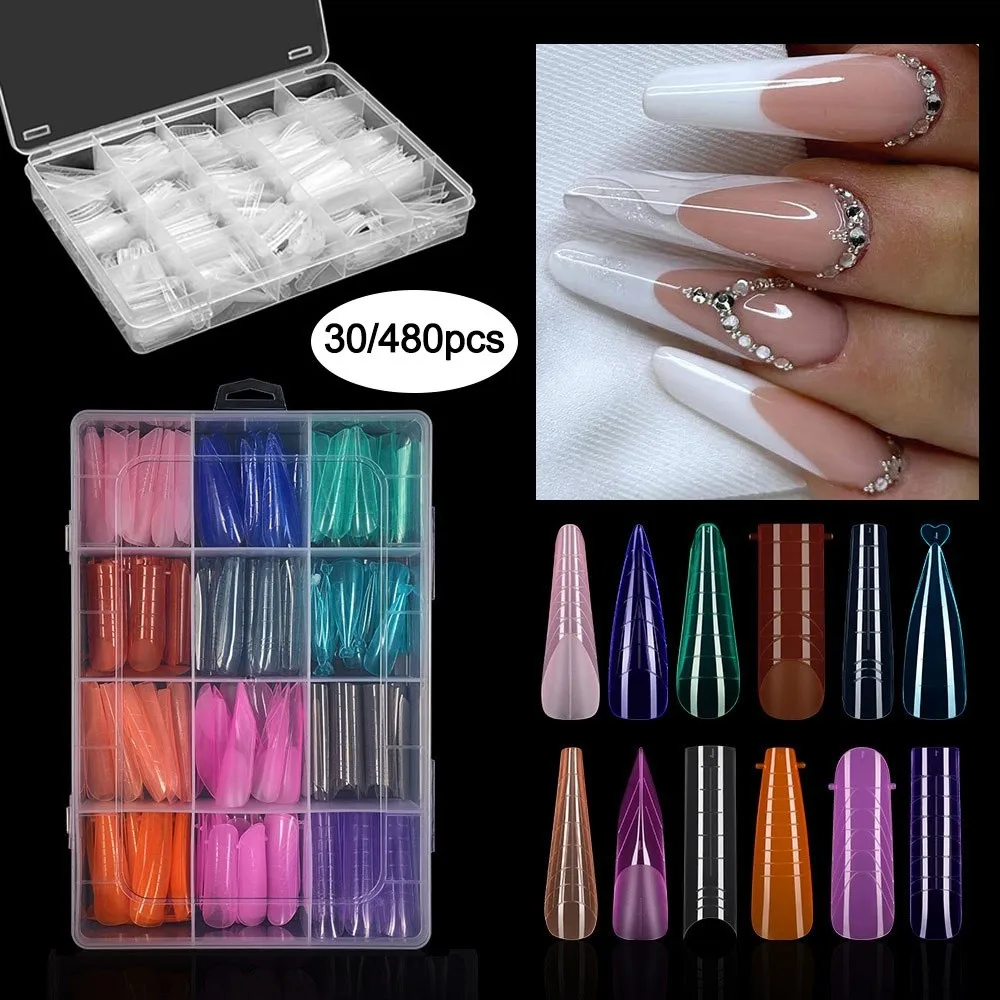 Colorful Sandwich Nail Forms Ultra-Thin with Auxiliary Line Dual Form Nails Reusable Clear Extension Extension Nail Mold