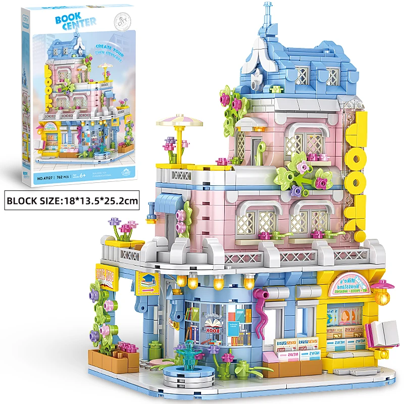 City Street View Series Bookstore Building Blocks Mini Architecture Model Home D