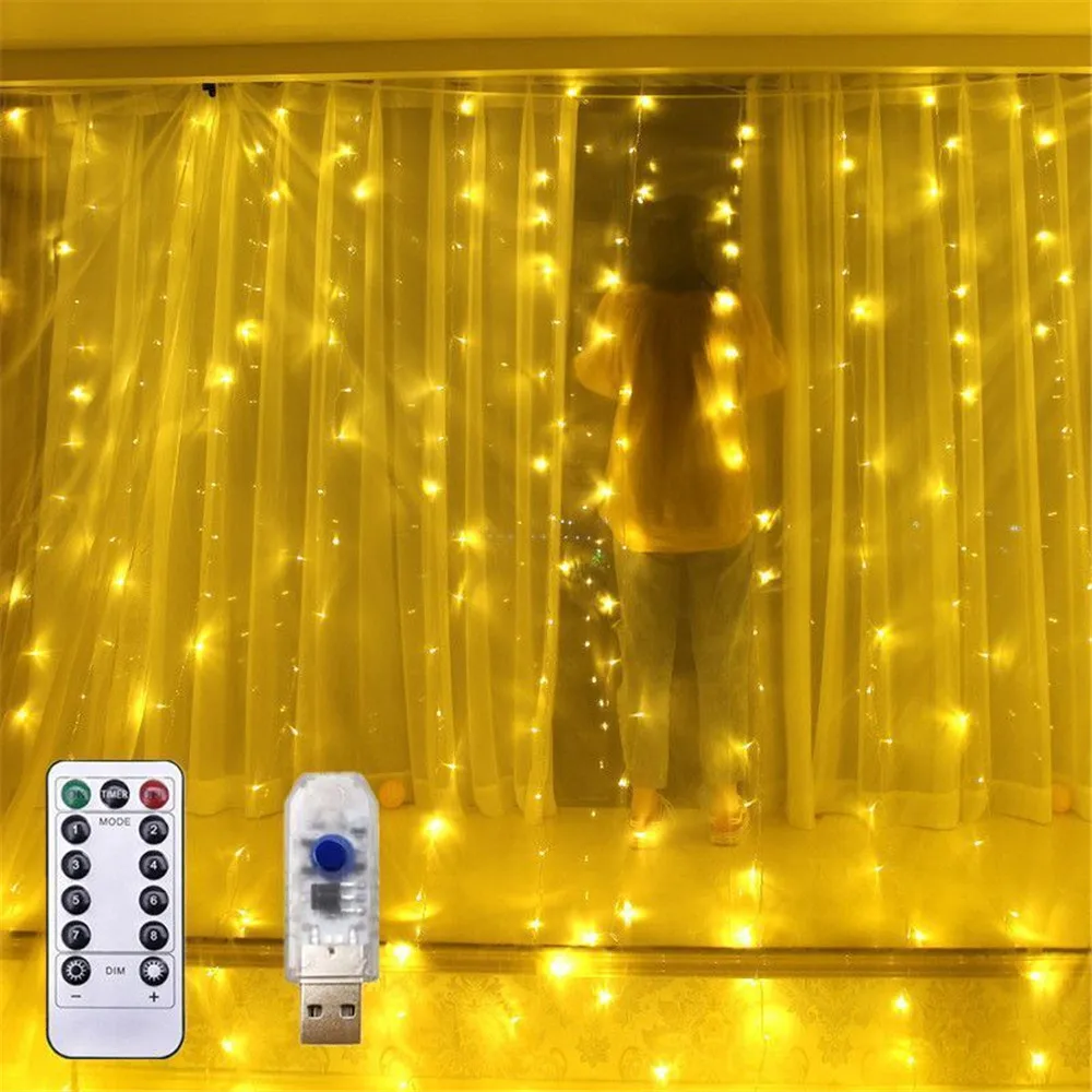 thumbnail image 1 of Cortina de luces LED USB de 6/3 m para decoración de árbol de Navidad, adornos para el hogar, Halloween, Año Nuevo 2025, decoración de habitación de Navidad 2024, 1 of 5