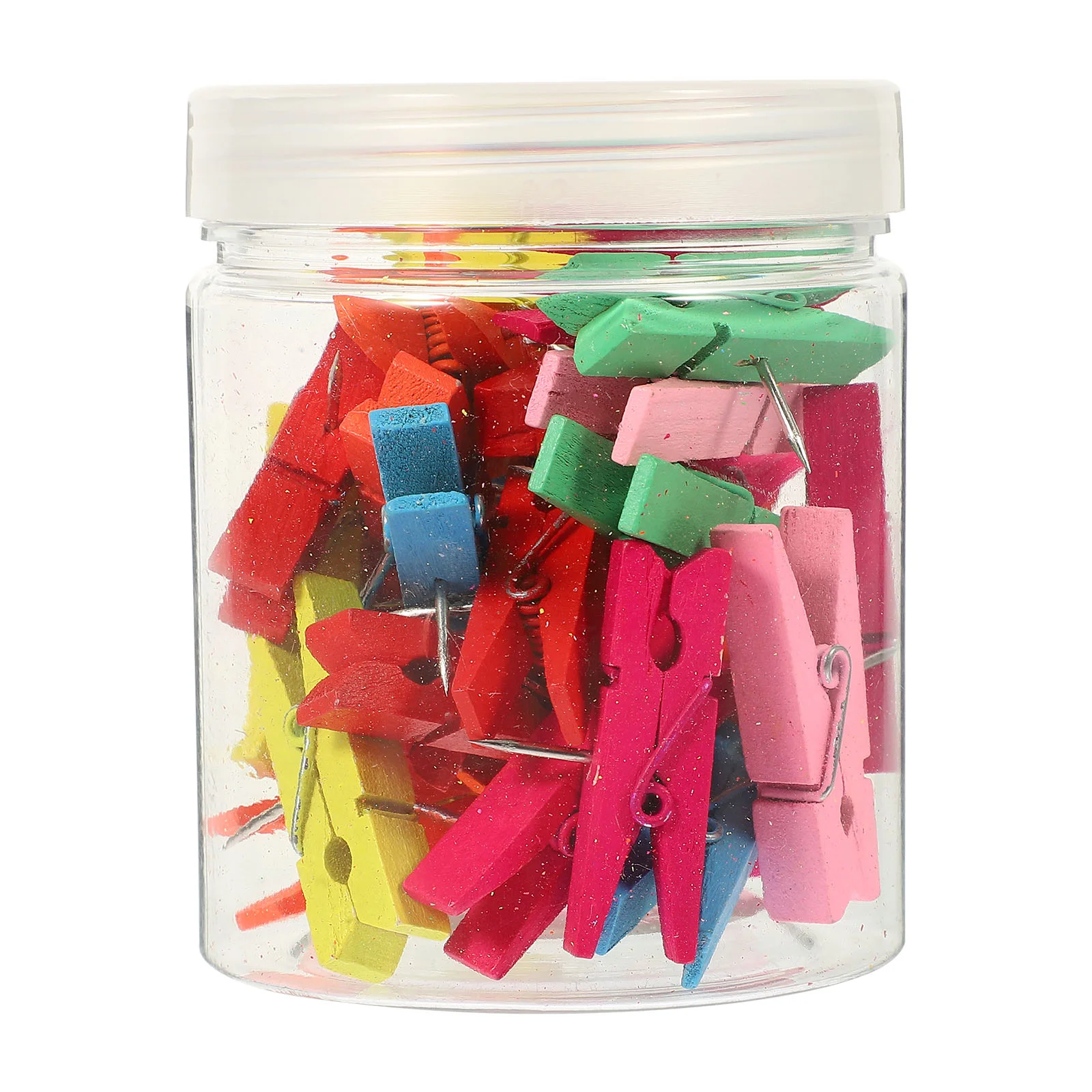 30 Pcs Tacks Thumbtack Decorative Pushpin Clamp Paper Clips with Wooden Bulletin Board Clamps Photos Craft Holder