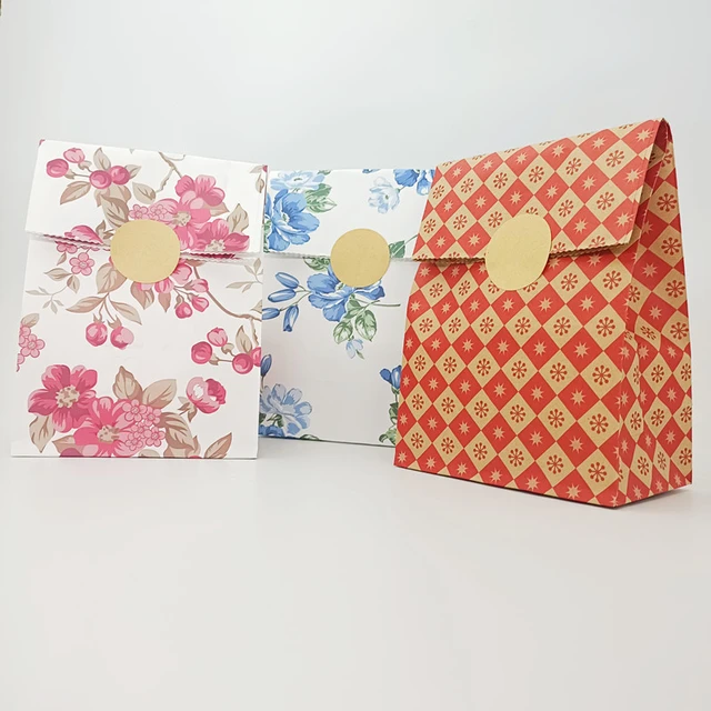 Kraft Paper Bags Flowers Portable Candy Gift Packaging Pouch Wedding New  Year Paper Open Top Craft