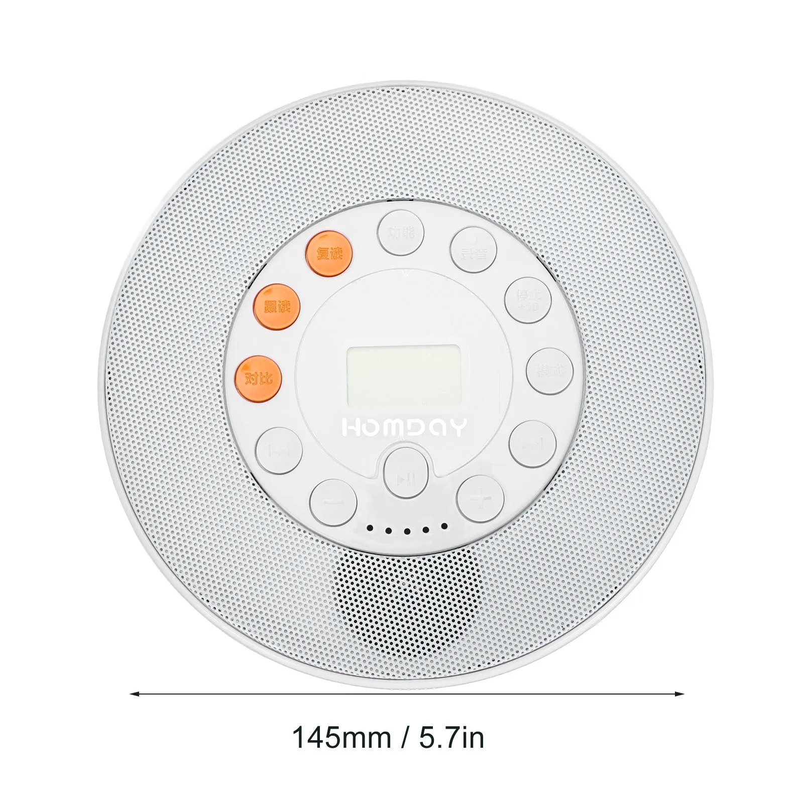 Portable CD Player 2000mAh Rechargeable Music Support CD‑RW MP3 with Speaker for Car Home Travel CD Music Player