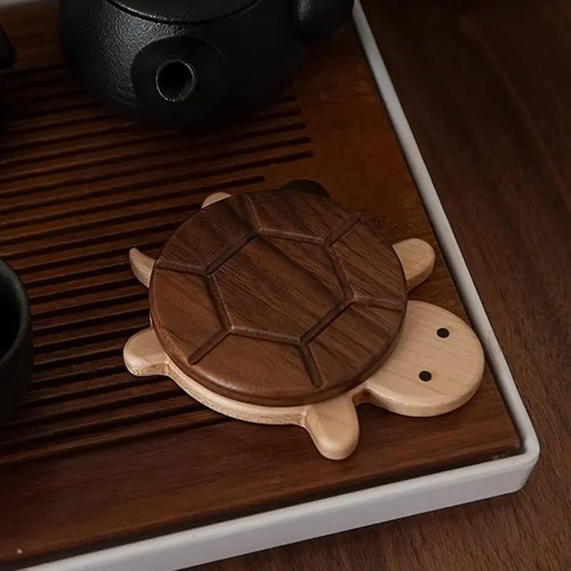Creative Black Walnut Solid Wood Tortoise Insulation Mat, Kettle, Teacup Mat, Tableware, Anti-scalding Table Decoration