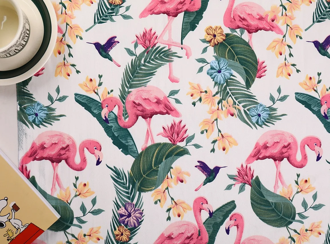 Flamingo Twill 100% Cotton Fabric for DIY Sewing & Crafting