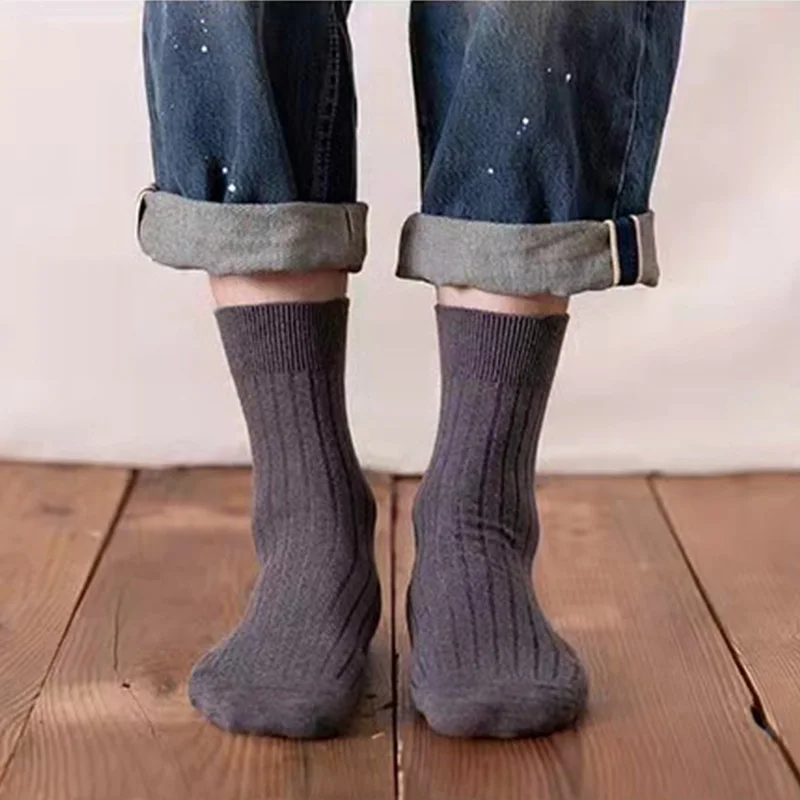 5/10/20 Pairs Men's Black and White Warm Socks Set Autumn and Winter Men's Solid Color Casual Business Socks casual socks solid color socks solid colour socks business socks business boat socks ankle socks plain color boat socks boat socks black socks