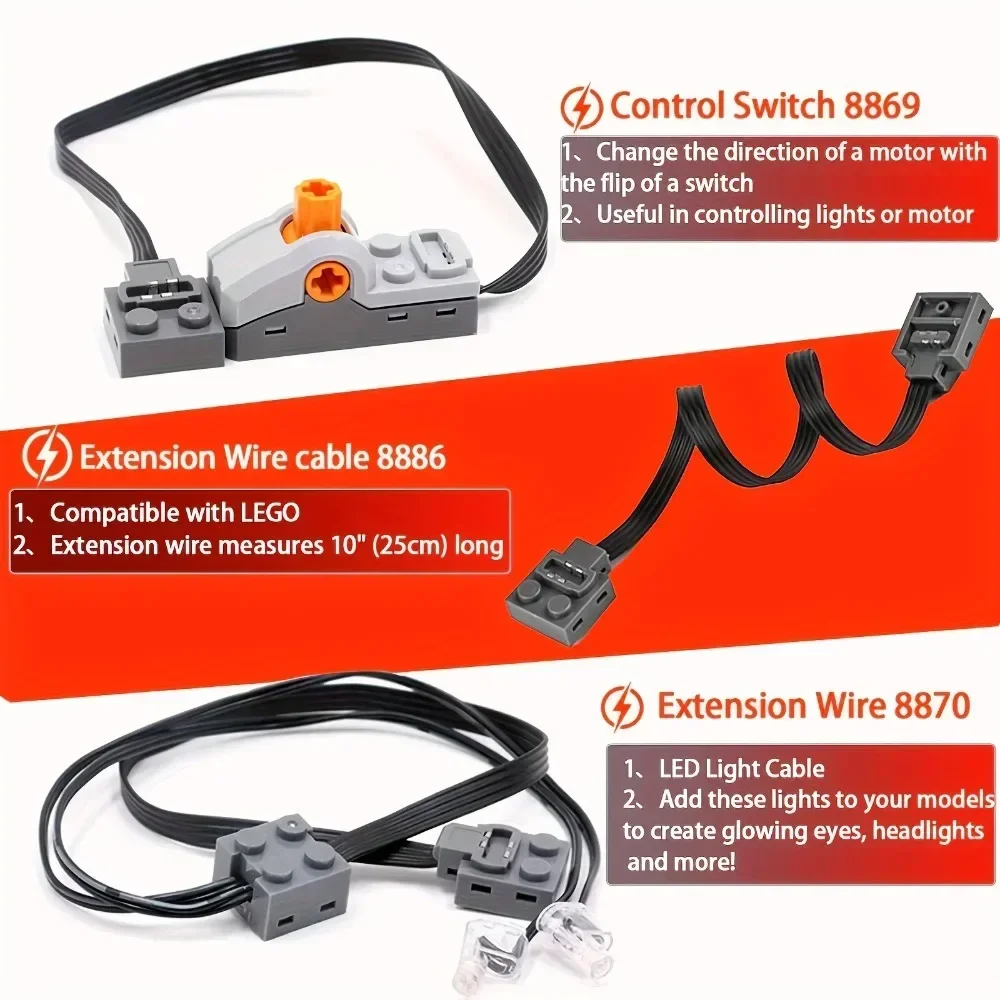 MOC Technische Teile Power Functions Servomotor Fernbedienung Batteriebox Schalter Lichtset IR-Geschwindigkeits-Fernbedienung Empfänger Spielzeug – Detail 6
