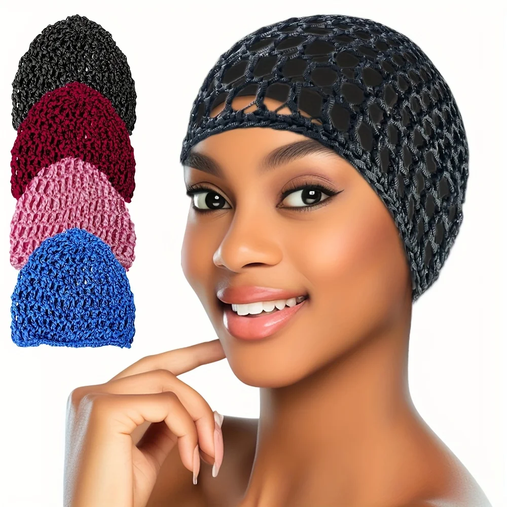 1pc Mesh Crochet Hair Net, Hair Nets For Women, Mesh Crochet For Women Hair Wrap For Sleeping Rayon Knit Snood Hat 4