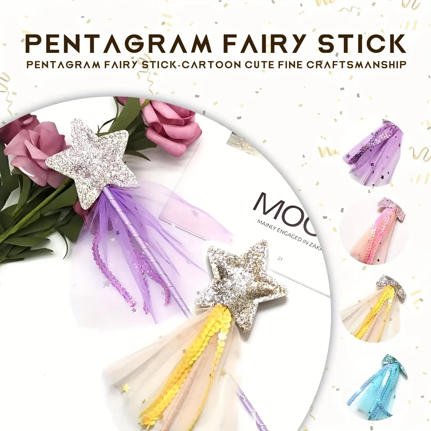 Bacchetta Magica Principessa Con Stella Glitter - Per Bambine, 28 Cm, Per Feste E Costumi - Foto 2