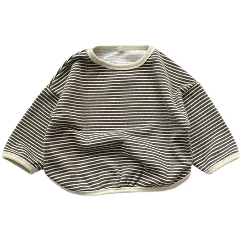 2024 Spring Autumn Boys T-shirts Cotton Long Sleeve Kids Clothes Striped T-shirt For Xxx Boys And Girls Casual Top Tees