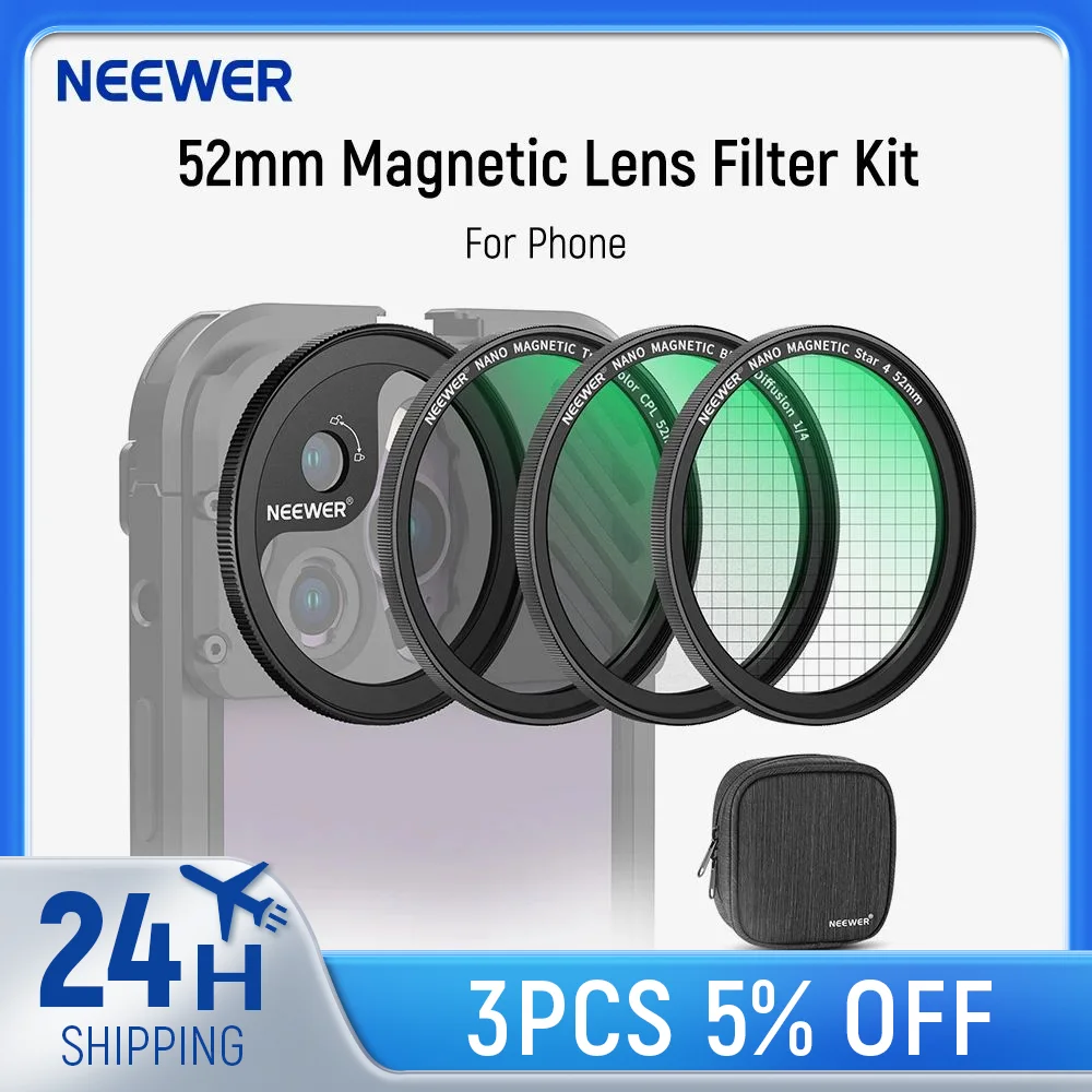 neewer-kit-filtro-de-lente-magnetica-para-iphone-gaiola-telefone-anel-adaptador-difusao-preto-cpl-cor-verdadeira-iphone-15-14-13-12-4-points-star-52mm