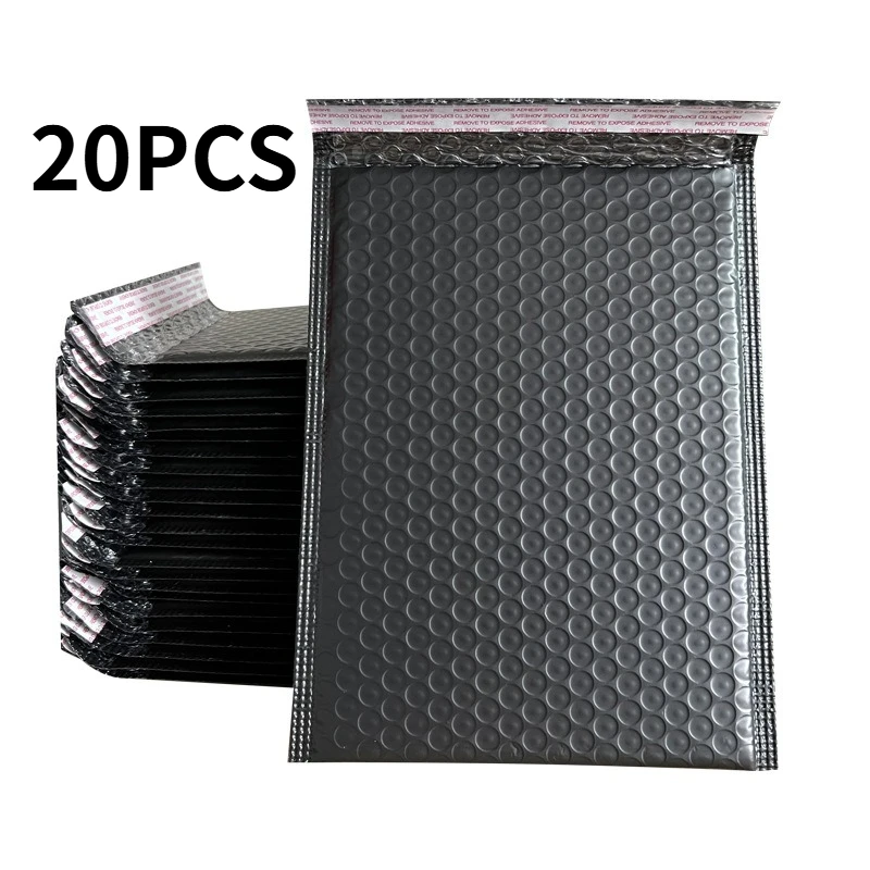 20Pcs Bubble Padded Envelopes - Large size Poly Black Bubble Mailers Self Seal, Waterproof Postal Bags for Mailing/Packaging