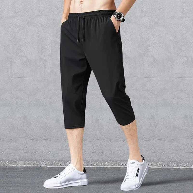Breathable Sport Running Pants Men’s Casual Shorts w/ Pocket Loose Quick Dry Jogger Pant 3/4 Athletic Shorts for Summer 4