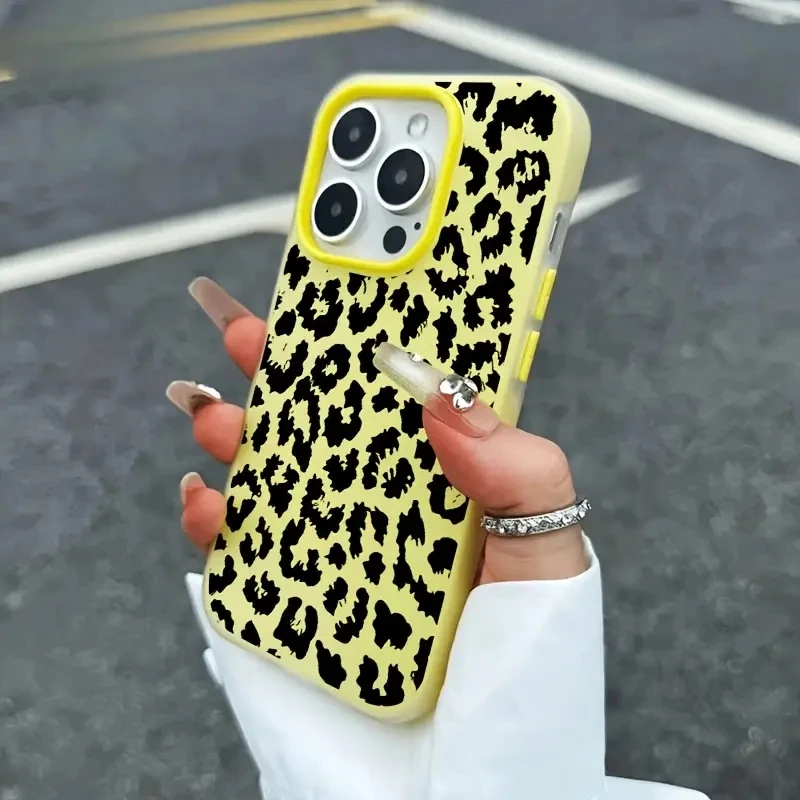 Chic Spotted Black Leopard Print Jelly Phone Case with Air Bumper Cover